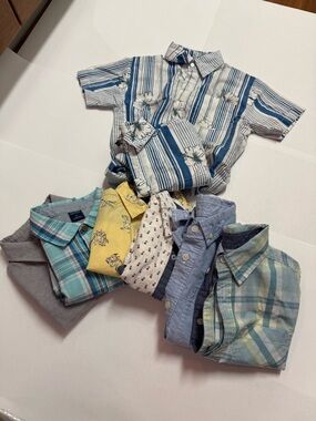Mixed Boys' Short-Sleeve Button Shirts - Blue, Yellow & Plaid